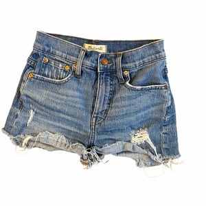 Madewell High Rise Denim Shorts Distressed Frayed